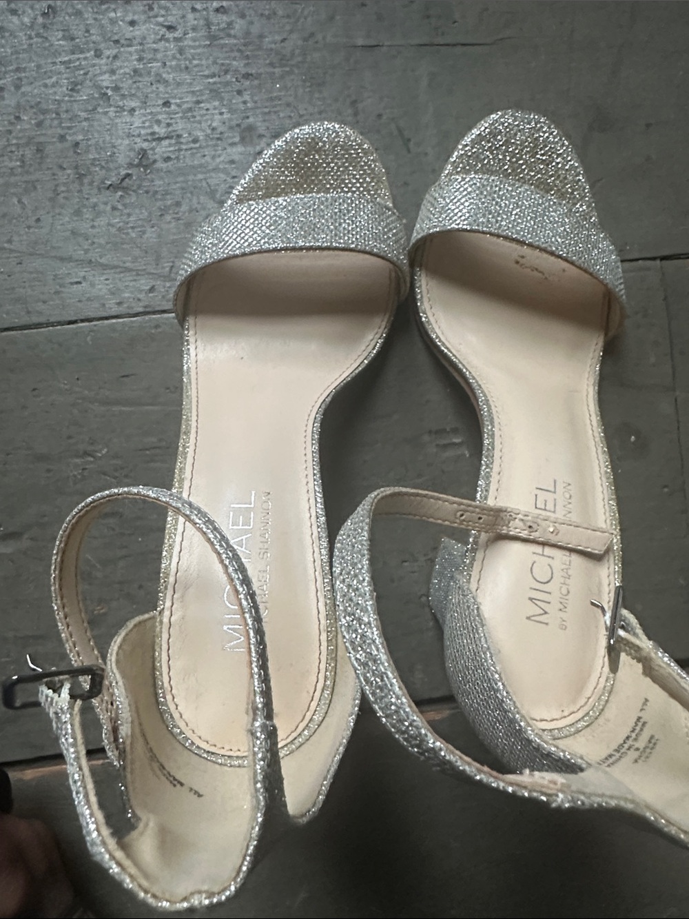 MICHAEL Michael Kors Silver Glitter Ankle-Strap Sandals